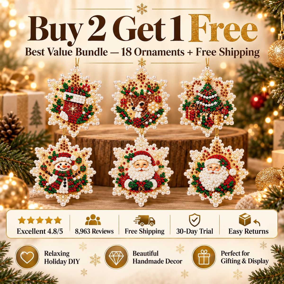 DIY Pearl Christmas Ornaments Kit ๐