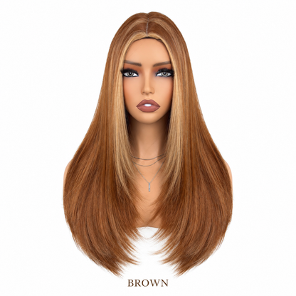✨ 26 Layered Synthetic Wig – Natural Middle Part