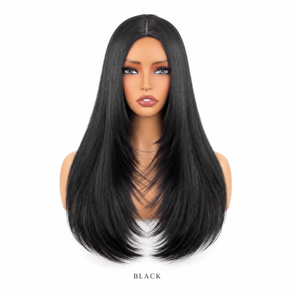 ✨ 26 Layered Synthetic Wig – Natural Middle Part