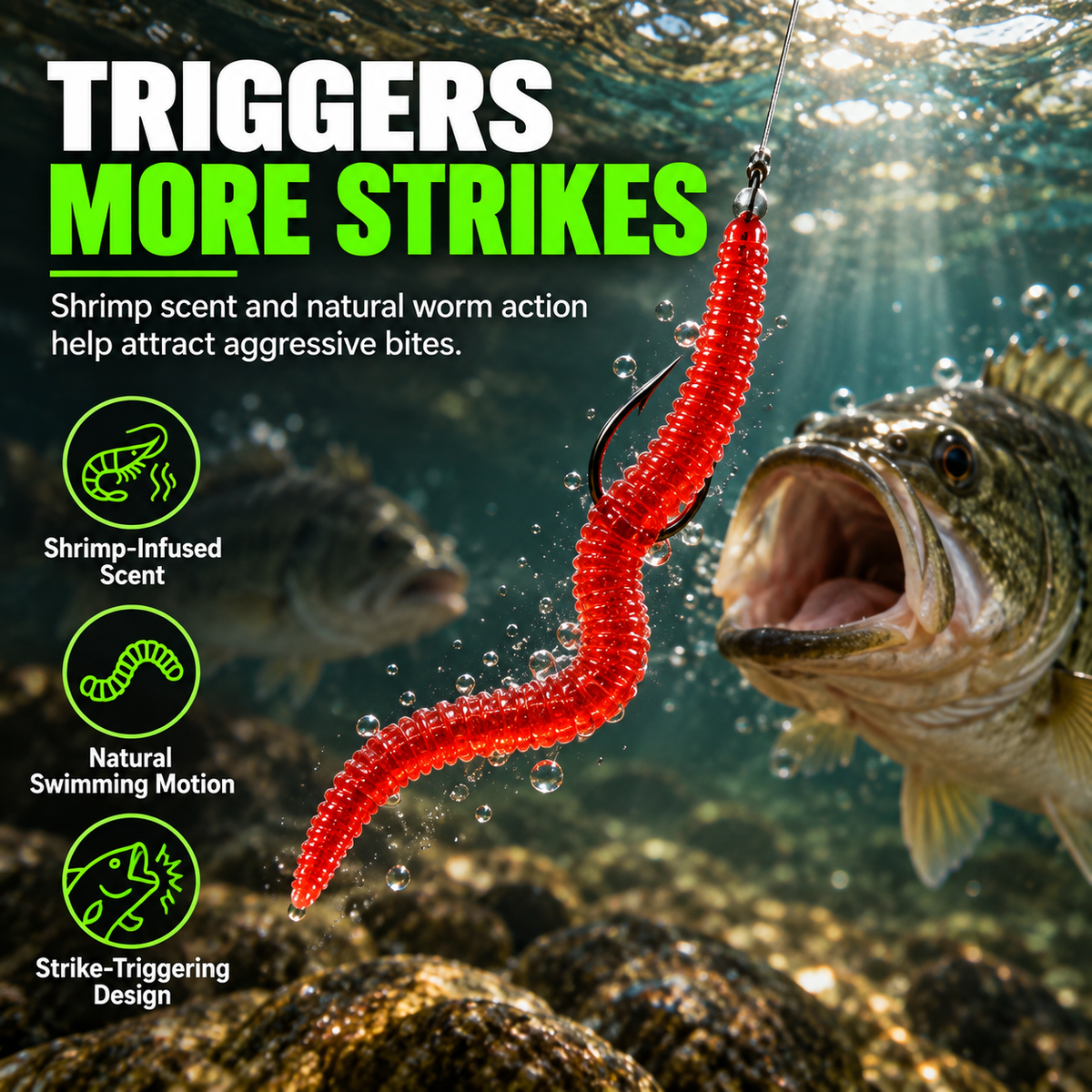 Shrimp-Scented Soft Worm Fishing Lures 🎣