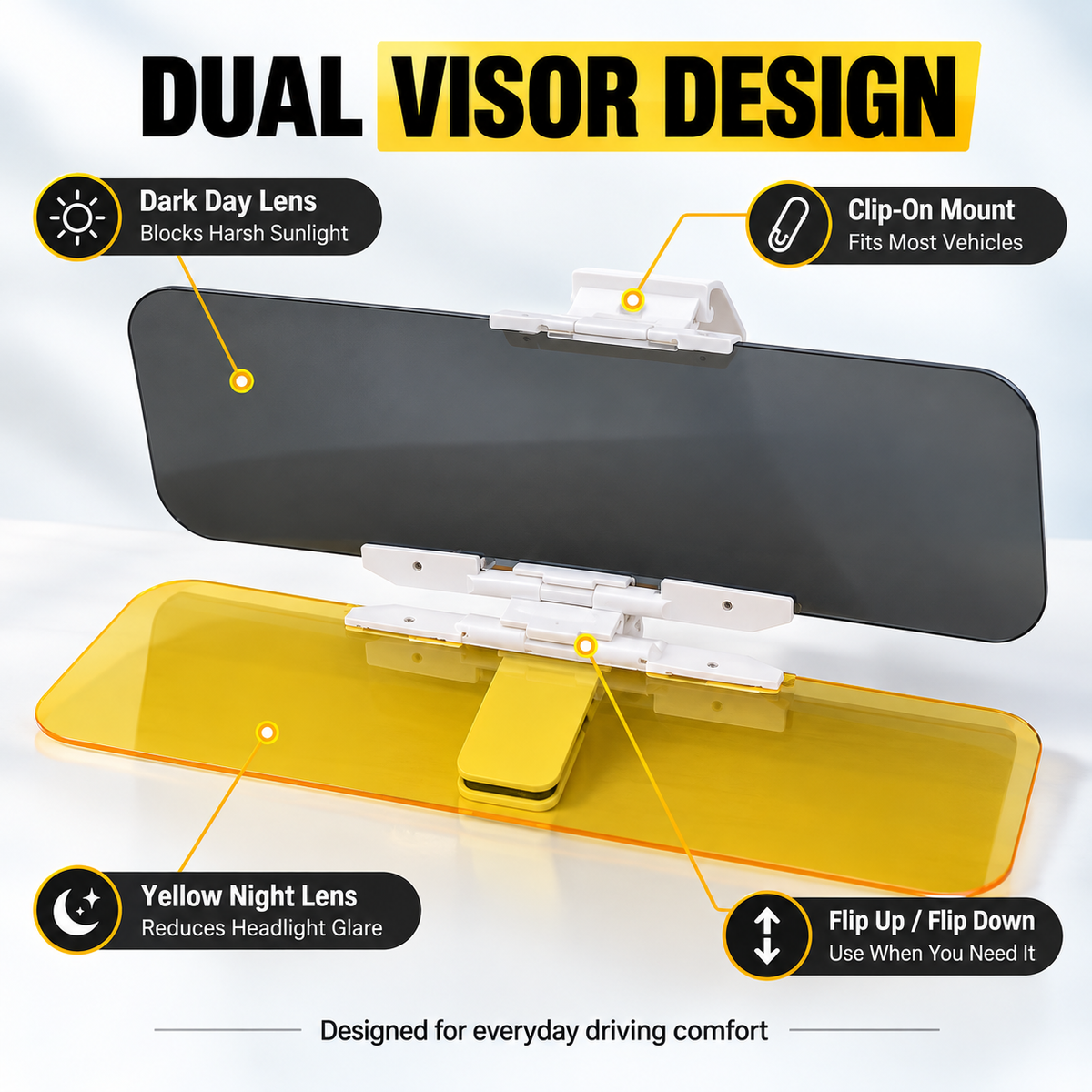 🚗 Universal Day & Night Anti-Glare Car Visor