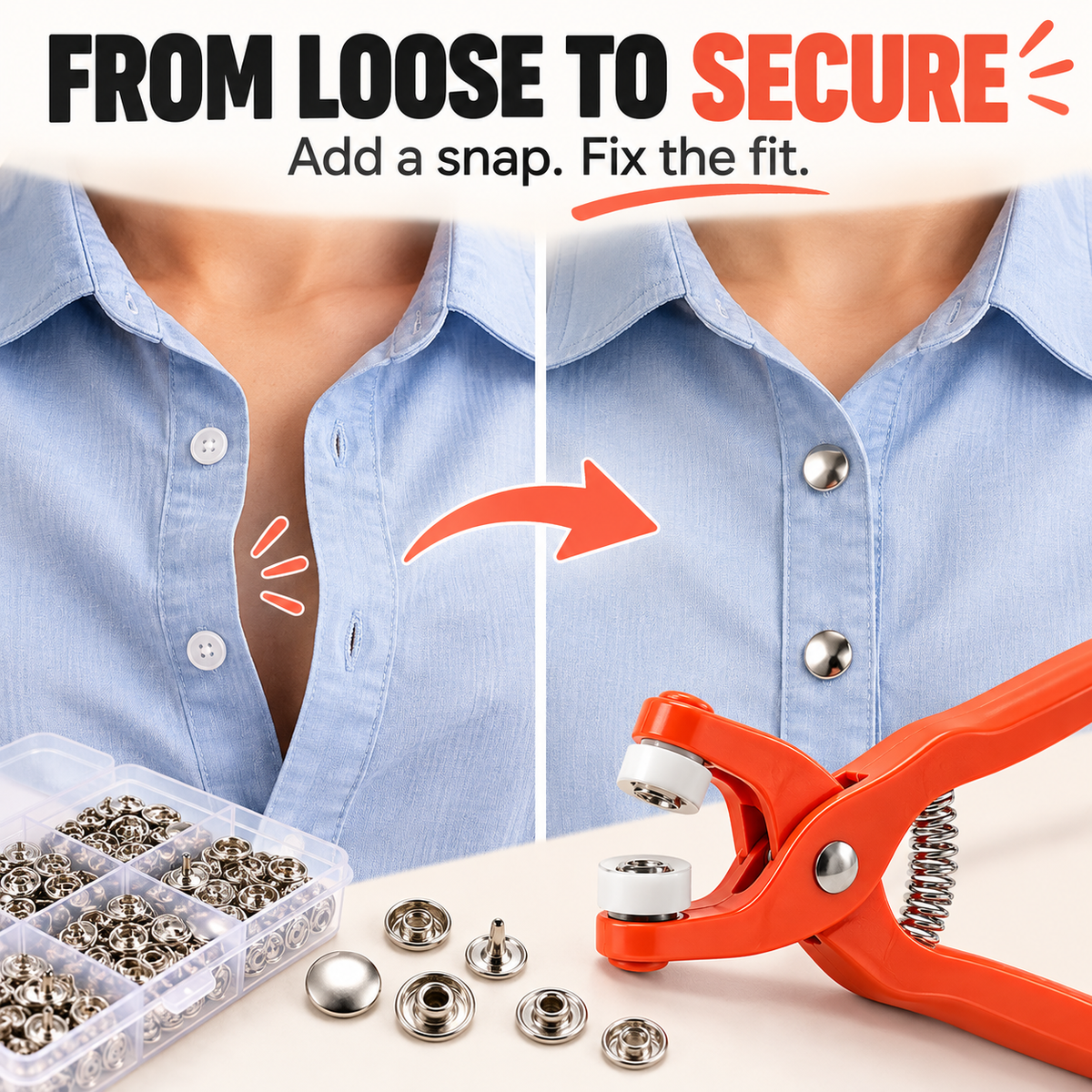 🧵 No-Sew Snap Button Kit – Add Snaps in Seconds ⚡ | 🔥 Limited-Time 50% OFF