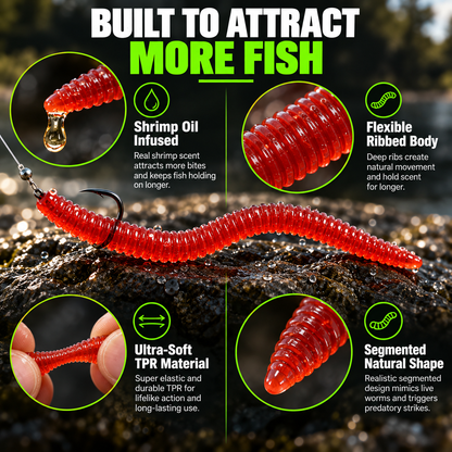 Shrimp-Scented Soft Worm Fishing Lures 🎣