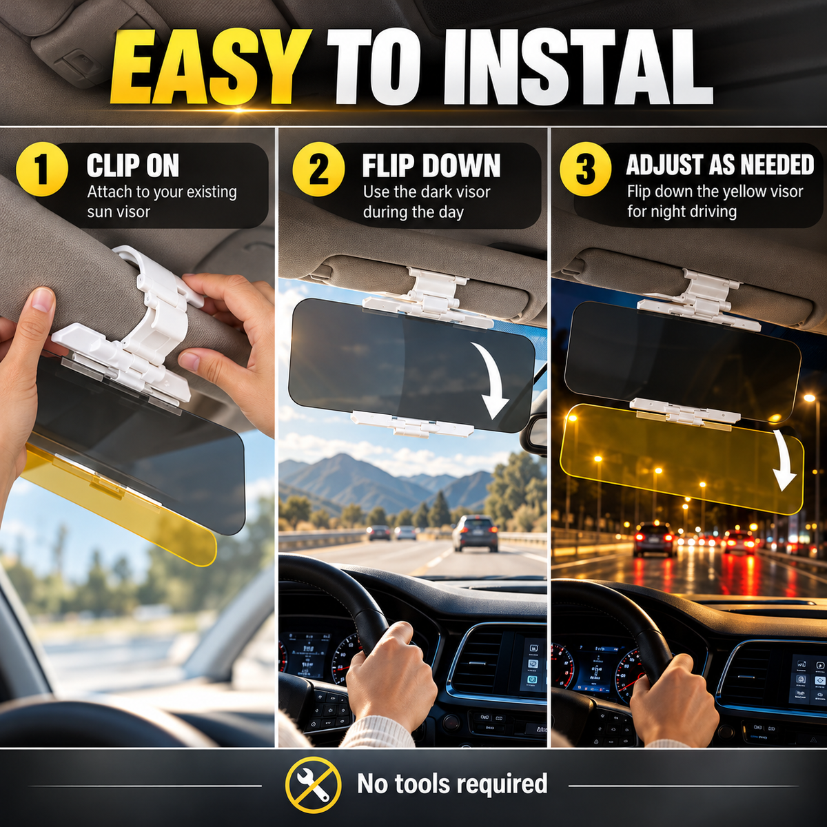 🚗 Universal Day & Night Anti-Glare Car Visor