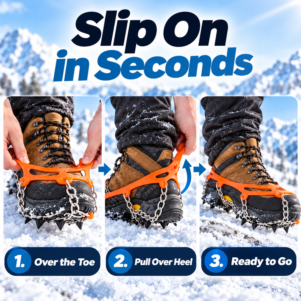 ⏳ Ice Cleats for Shoes & Boots – Steel Spikes for Winter Traction✨