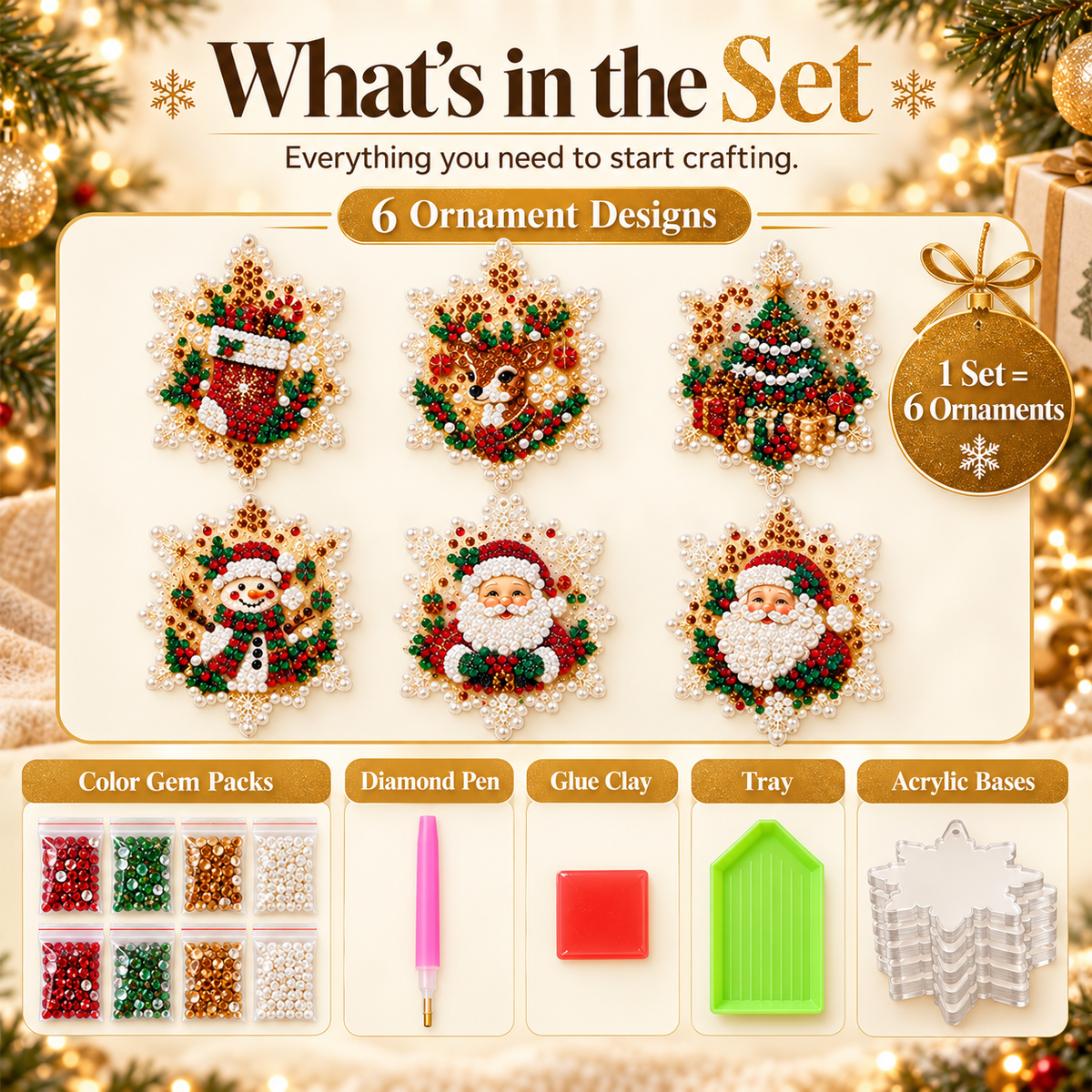DIY Pearl Christmas Ornaments Kit 🎄
