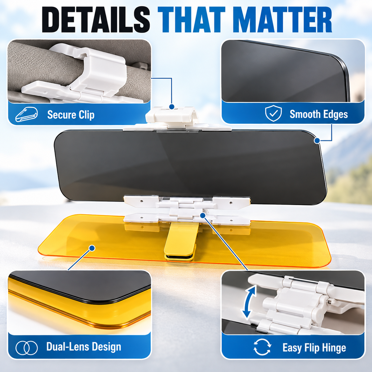 🚗 Universal Day & Night Anti-Glare Car Visor