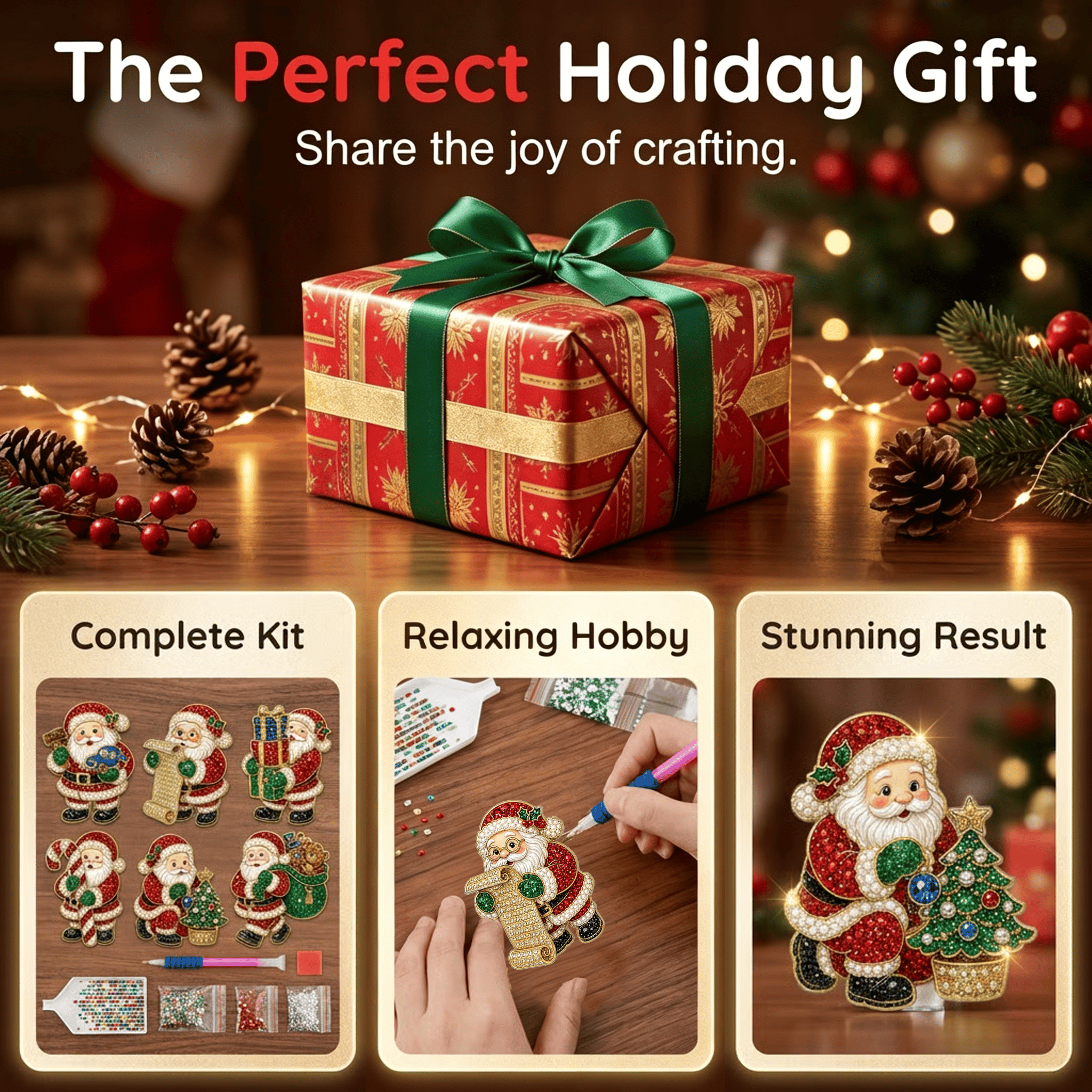 Six-piece Christmas Santa craft kit as a holiday gift idea