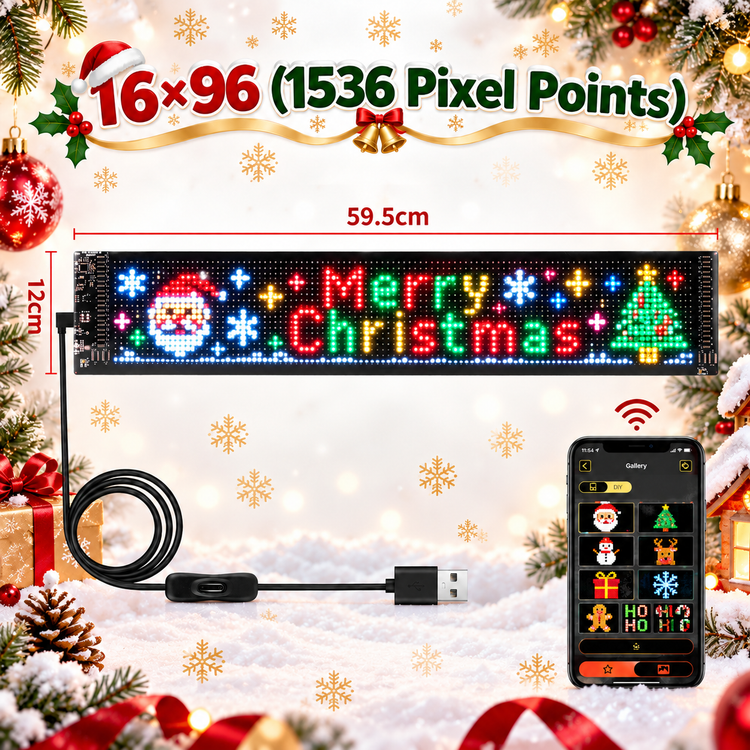 Large Merry Drive Custom LED 16 by 96 LED matrix