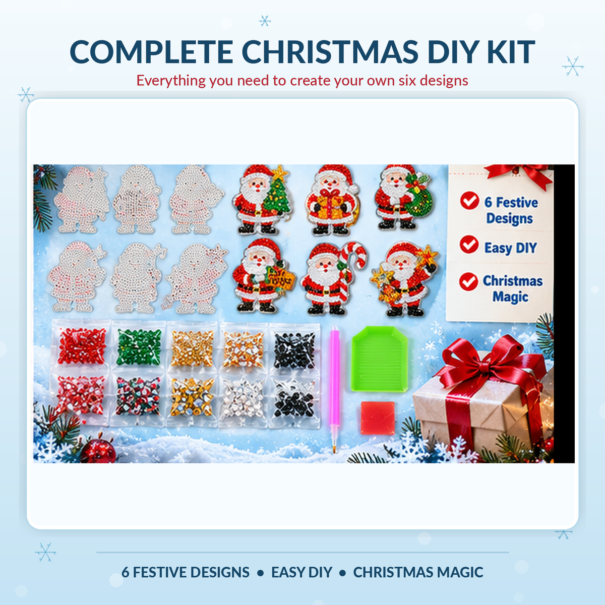 🎅 6-Piece DIY Christmas Diamond Art Fridge Magnets ❄️ Limited-Time 50% OFF